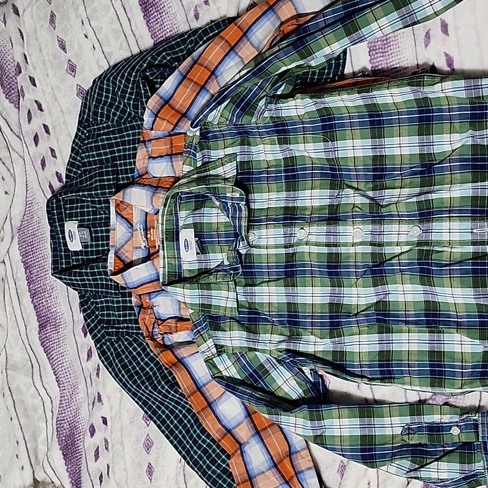Bundle of boy's plaid button-up shirts